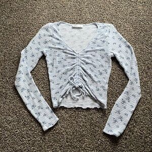 Hollister floral light blue ruched crop top
